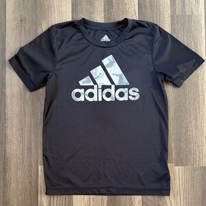 Boys Adidas Black Short Sleeve Tee with Gray Camo Logo